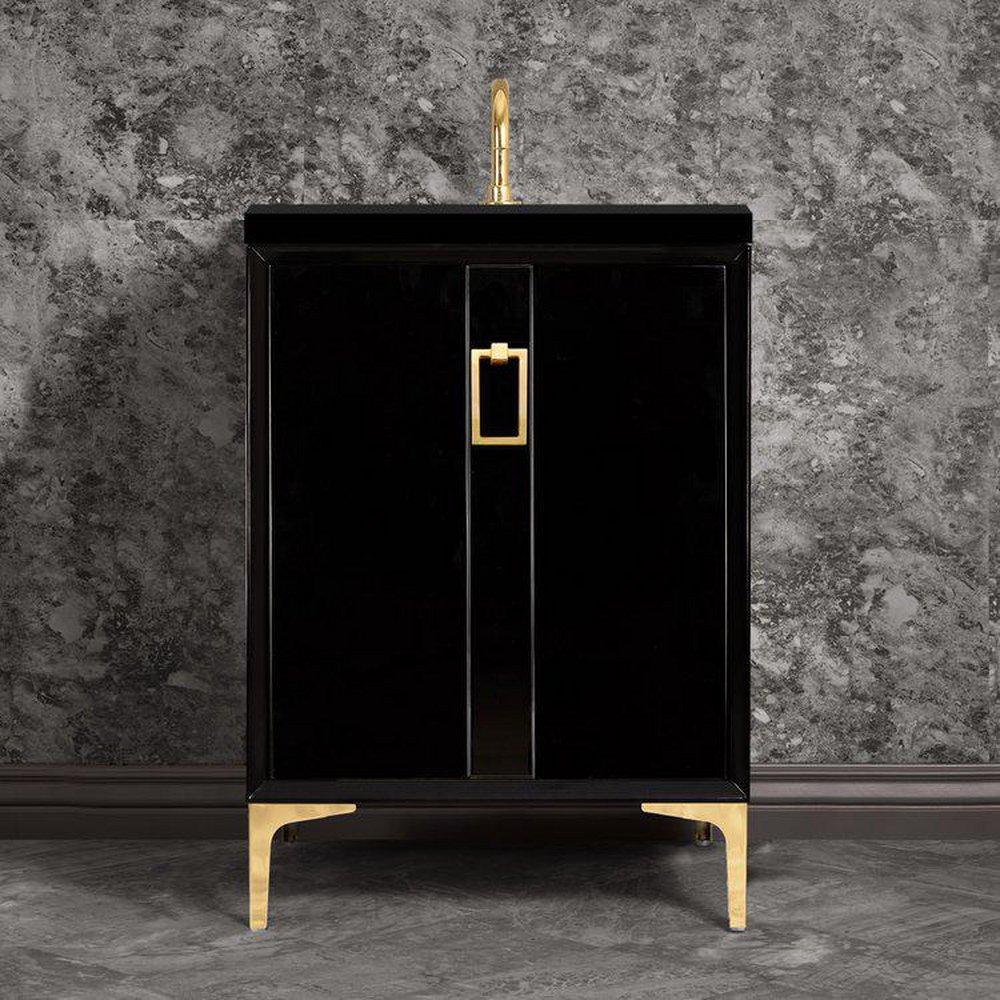 Linkasink Black 24 in. Floor Mount Vanity in Black with Polished Brass 
