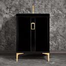 Linkasink Black 24 in. Floor Mount Vanity in Black with Polished Brass 