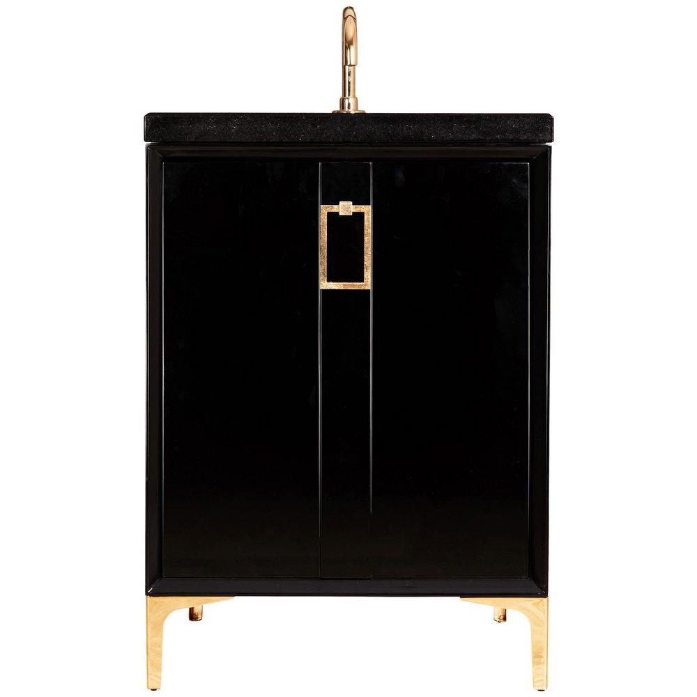 Linkasink Black 24 in. Floor Mount Vanity in Black with Polished Brass 
