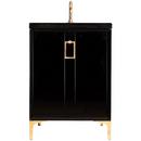 Linkasink Black 24 in. Floor Mount Vanity in Black with Polished Brass 