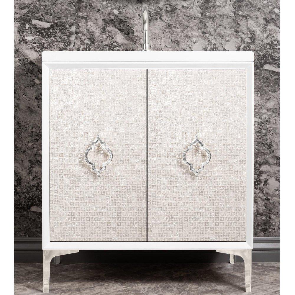 Linkasink White 30 in. Floor Mount Vanity in White with Polished Nickel 
