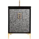 24 in. Floor Mount Vanity in Black with Polished Brass