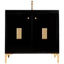 36 in. Floor Mount Vanity in Black with Polished Brass