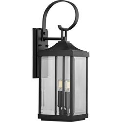 2-Light 60W Candelabra E-12 Tall Outdoor Wall Sconce in Black
