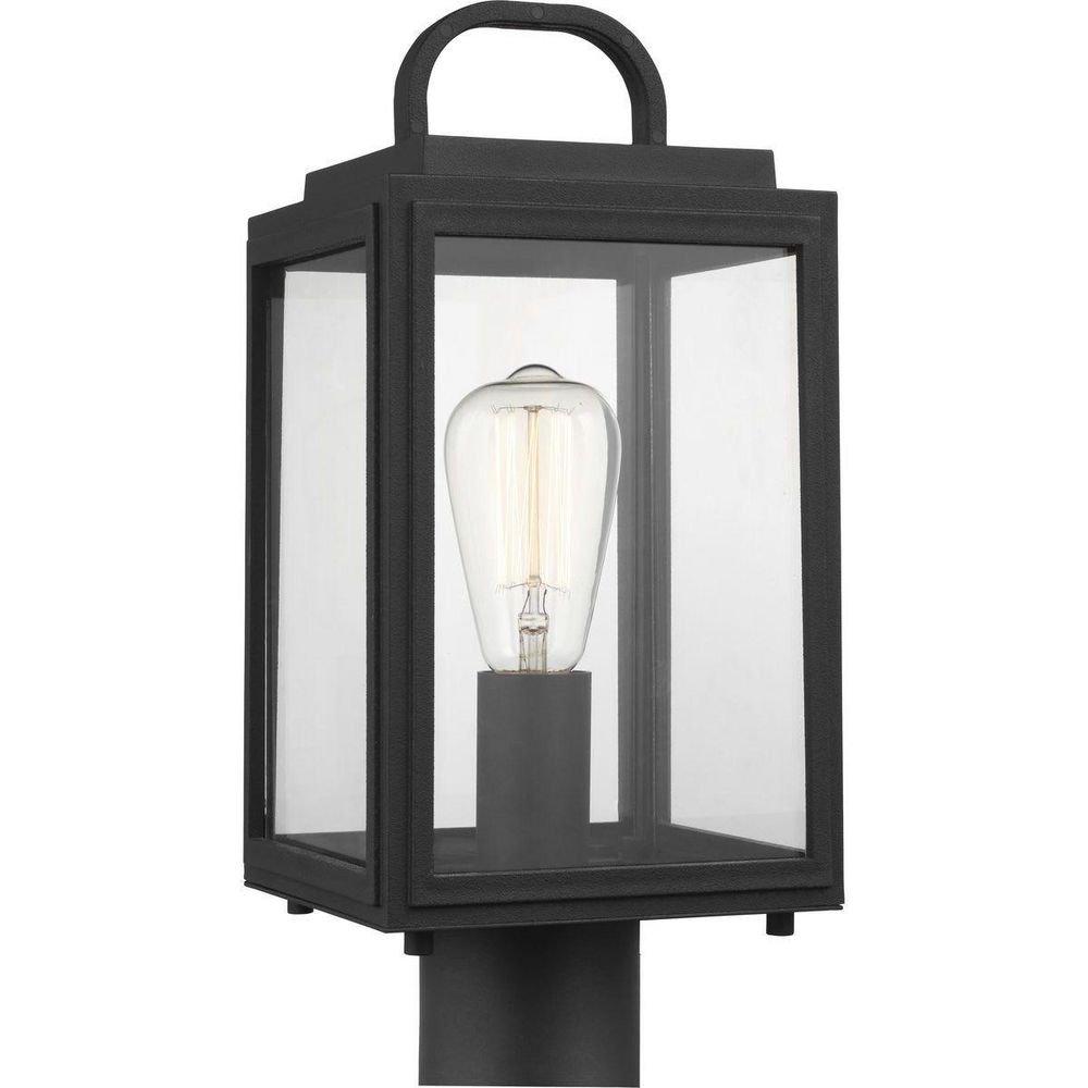 75W 1-Light E26 Base Outdoor Post Lantern in Textured Black 
