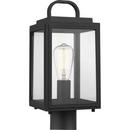 75W 1-Light E26 Base Outdoor Post Lantern in Textured Black 