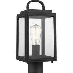 75W 1-Light E26 Base Outdoor Post Lantern in Textured Black