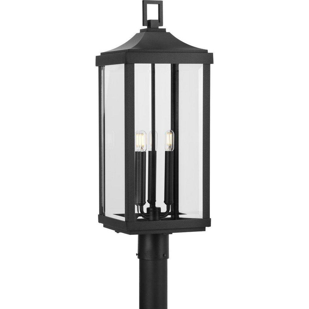 Progress Lighting Textured Black 9-1/2 x 26-7/8 in. 60W Candelabra E-12 Incandescent 3-Light Outdoor Post Lamp 
