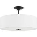 GRAPHITE THREE-LIGHT SEMI-FLUSH MOUNT WITH A SUMMER LINEN SHADE 