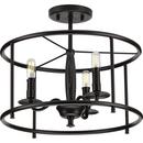 60W 3-Light Candelabra Incandescent Semi-Flush Mount Ceiling Fixture in Matte Black