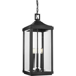 60W 3-Light Candelabra E-12 Outdoor Pendant in Textured Black