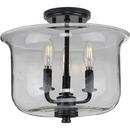 Progress Lighting Matte Black 60W 3-Light Candelabra E-12 Incandescent Semi-Flush Mount Ceiling Fixture 