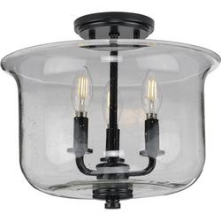 60W 3-Light Semi-Flush Mount Ceiling Fixture with Candelabra E-12 Base in Matte Black