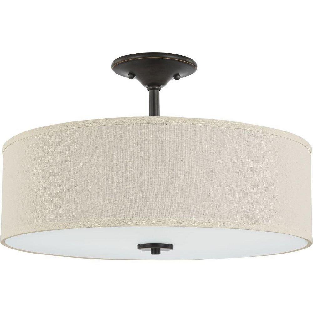 Progress Lighting Antique Bronze 60W 3-Light Medium E-26 Semi-Flush Mount Ceiling Fixture 