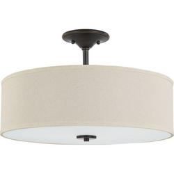 60W 3-Light Semi-Flush Mount Ceiling Fixture with Medium E-26 Base in Antique Bronze