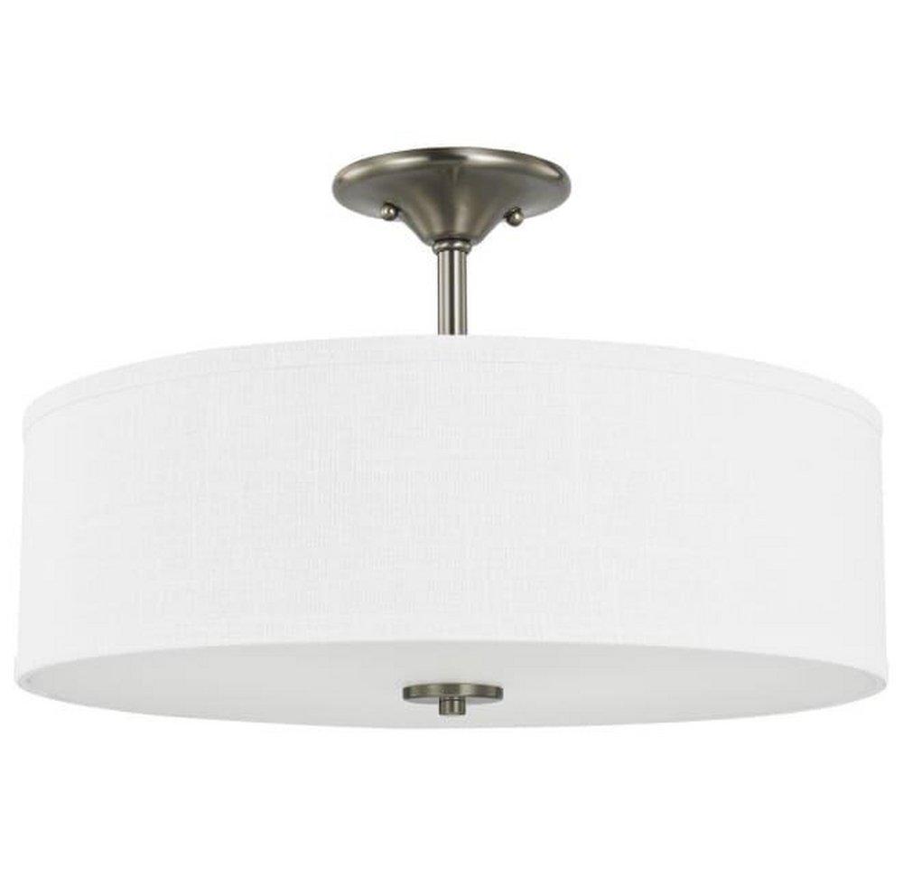 Progress Lighting Brushed Nickel 60W 3-Light Medium Incandescent Semi-Flush Mount Ceiling Fixture 