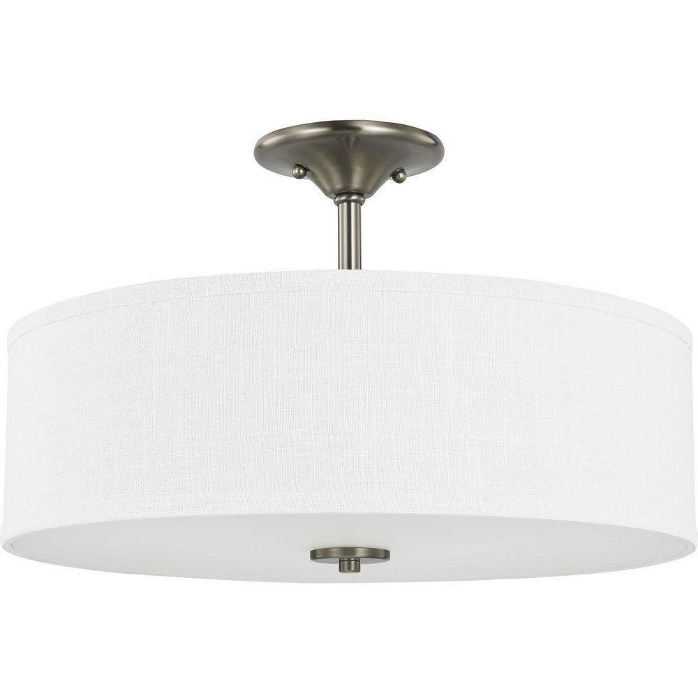 Progress Lighting Brushed Nickel 60W 3-Light Medium E-26 Incandescent Semi-Flush Mount Ceiling Fixture 