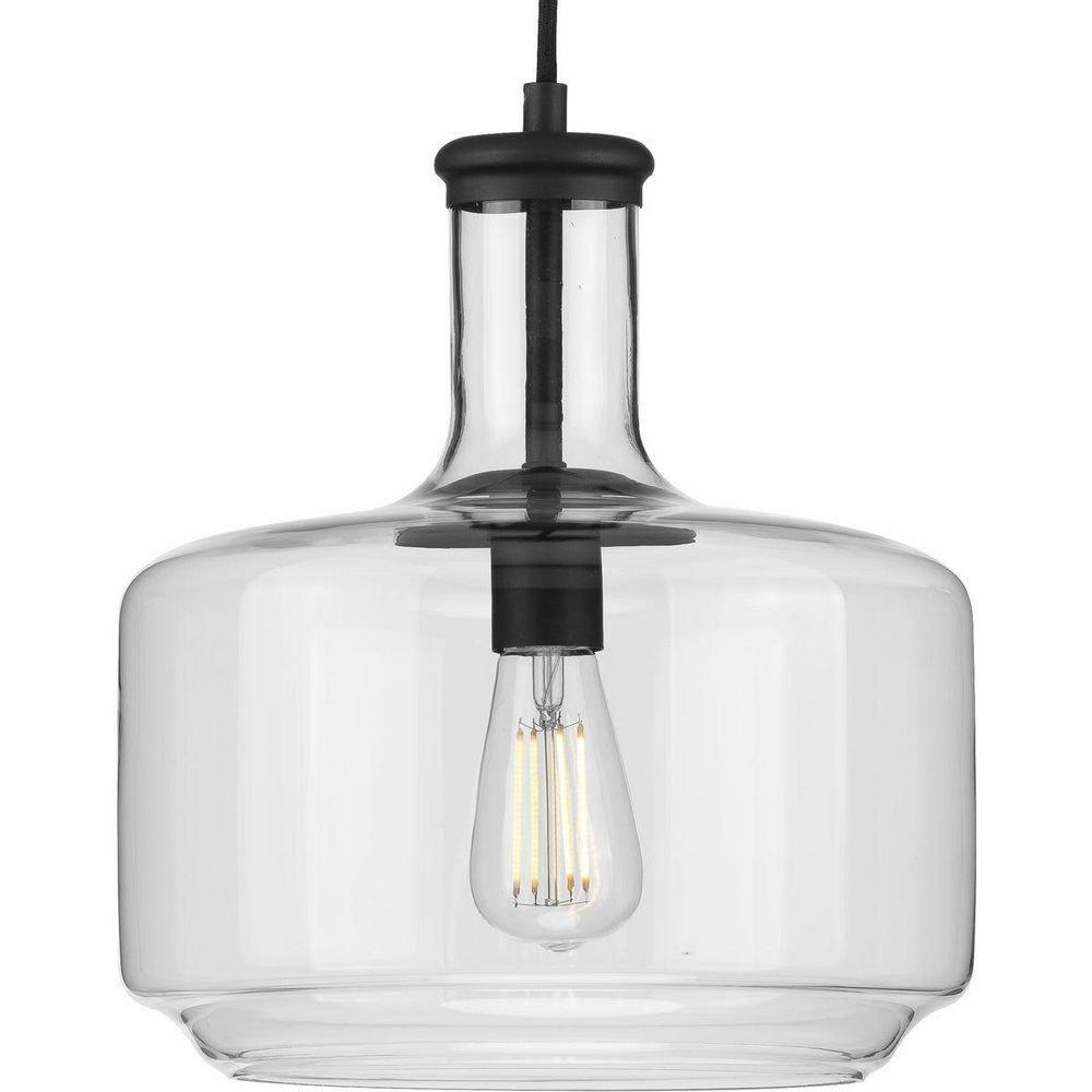 Progress Lighting Matte Black 60W 1-Light Medium E-26 Incandescent Pendant 