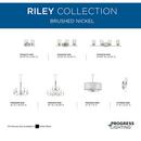 BRUSHED NICKEL FIVE-LIGHT CHANDELIER WITH  GLASS SHADES 