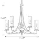 BRUSHED NICKEL FIVE-LIGHT CHANDELIER WITH  GLASS SHADES 