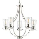 101 in. 60W 5-Light 1-Tier Incandescent Chandelier in Brushed Nickel