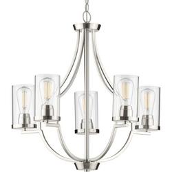 101 in. 60W 5-Light 1-Tier Incandescent Chandelier in Brushed Nickel