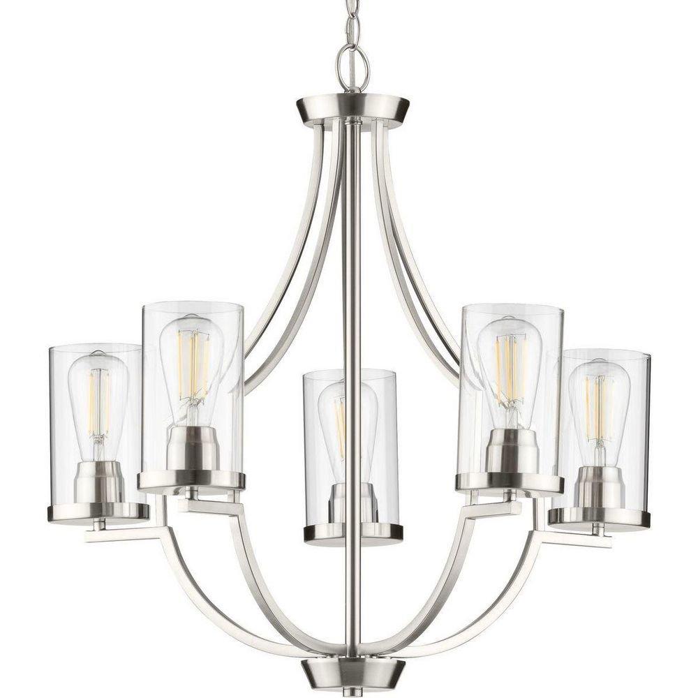 Progress Lighting Brushed Nickel 101 in. 60W 5-Light 1-Tier Incandescent Chandelier 