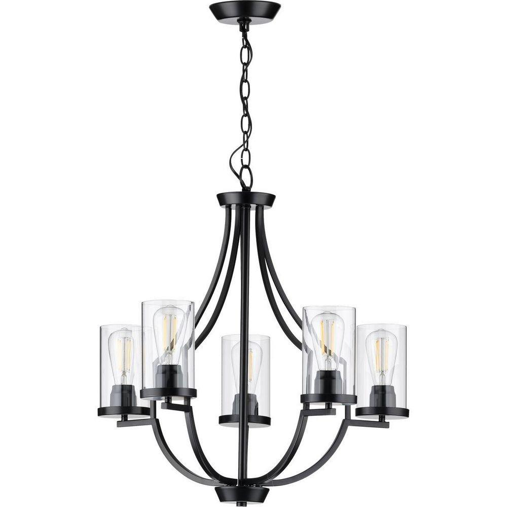 Progress Lighting Matte Black 101 in. 60W 5-Light 1-Tier Incandescent Chandelier 