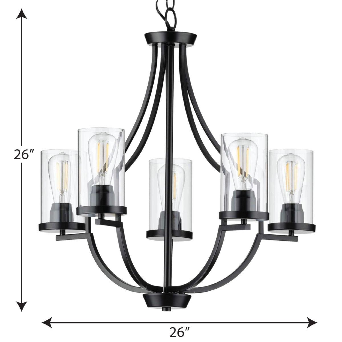 Progress Lighting Matte Black 101 in. 60W 5-Light 1-Tier Incandescent Chandelier 