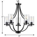 Progress Lighting Matte Black 101 in. 60W 5-Light 1-Tier Incandescent Chandelier 