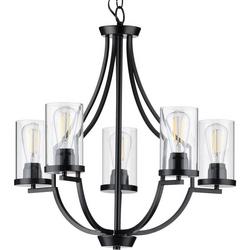 101 in. 60W 5-Light 1-Tier Incandescent Chandelier in Matte Black