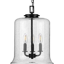 60W 3-Light Candelabra E-12 Pendant Light in Matte Black