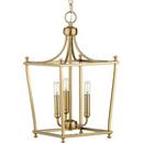 BRUSHED BRONZE THREE-LIGHT FOYER WITH OPEN-CAGE DESIGN 