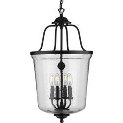 60W 4-Light Candelabra E-12 Pendant Light in Matte Black