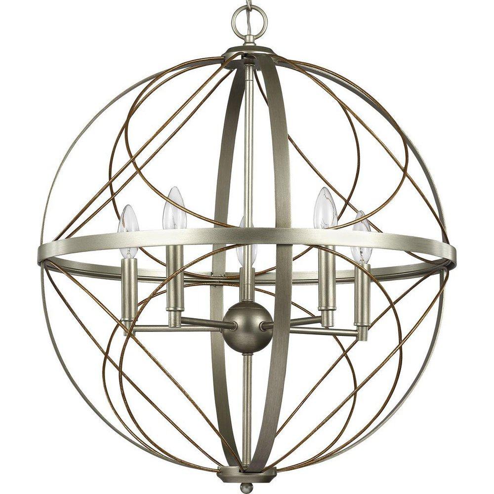 SILVER RIDGE FIVE-LIGHT PENDANT WITH OPEN-CAGE DESIGN 