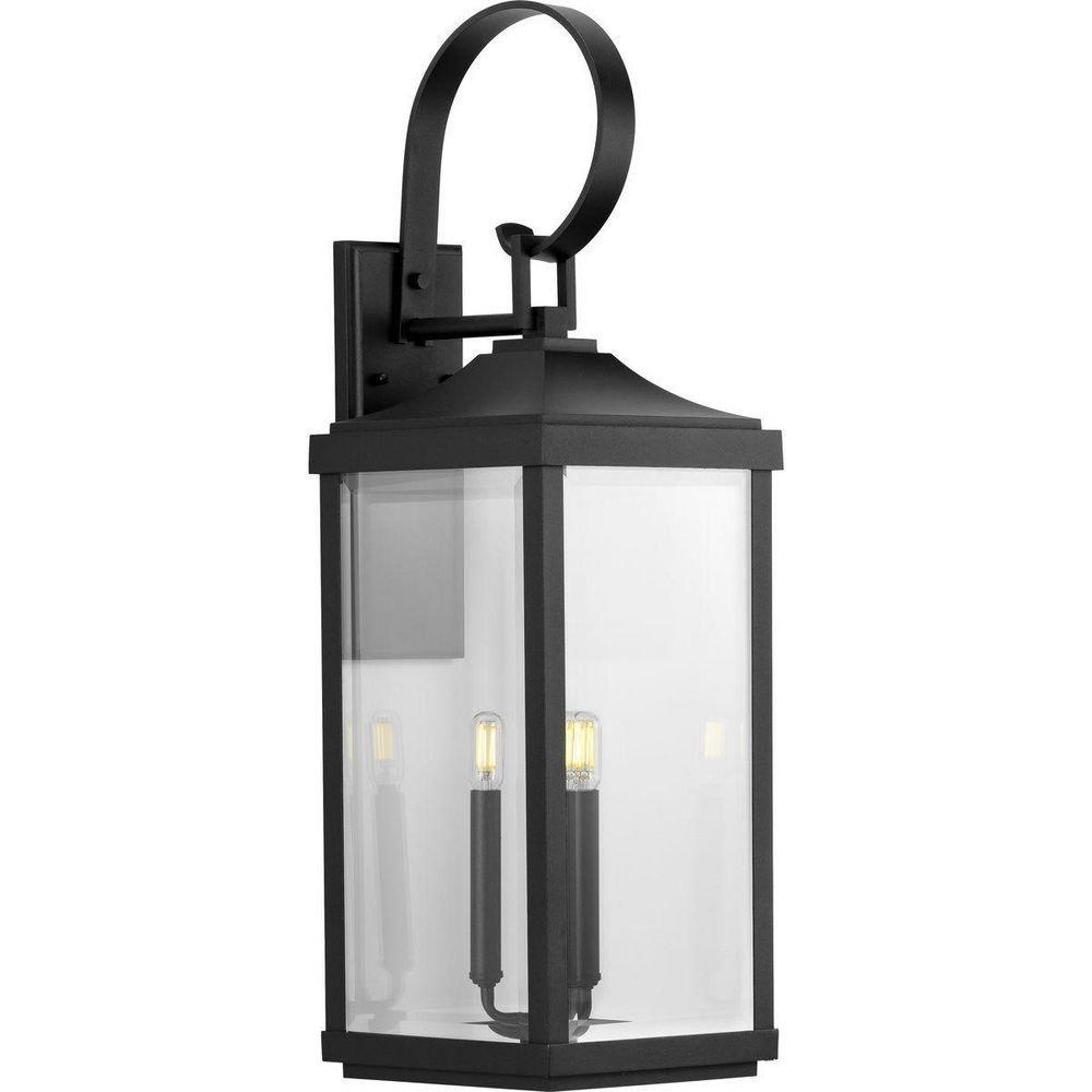 Progress Lighting Black 3-Light 60W Candelabra E-12 Tall Large Outdoor Wall Sconce 
