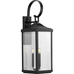 3-Light 60W Candelabra E-12 Tall Large Outdoor Wall Sconce in Black