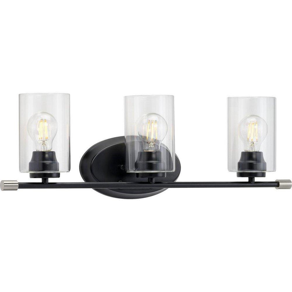 Progress Lighting Matte Black 60W 3-Light Medium Vanity Fixture 