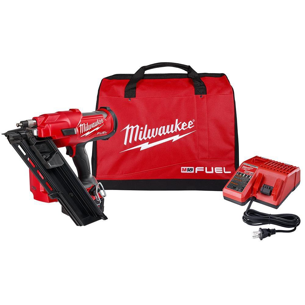 Milwaukee&reg; Red Cordless 18V Nailer Tool Kit 