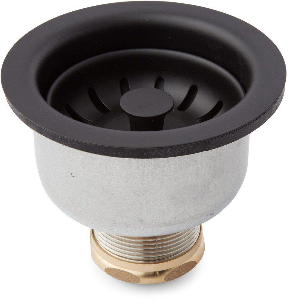 Signature Hardware Flat Black 3-1/2 in. Stainless Steel Basket Strainer 