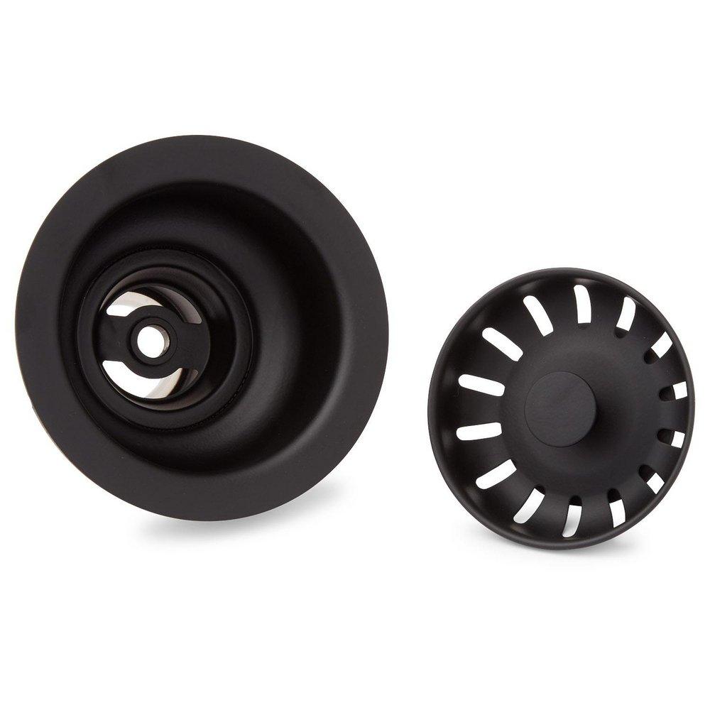 Signature Hardware Flat Black 3-1/2 in. Stainless Steel Basket Strainer 