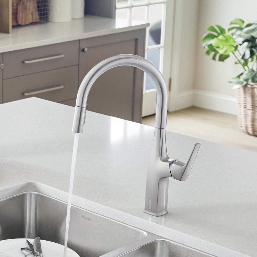 BLANCO PVD Steel Single Handle Pull Down Kitchen Faucet 