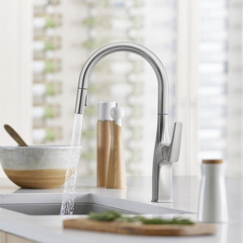 BLANCO PVD Steel Single Handle Pull Down Kitchen Faucet 