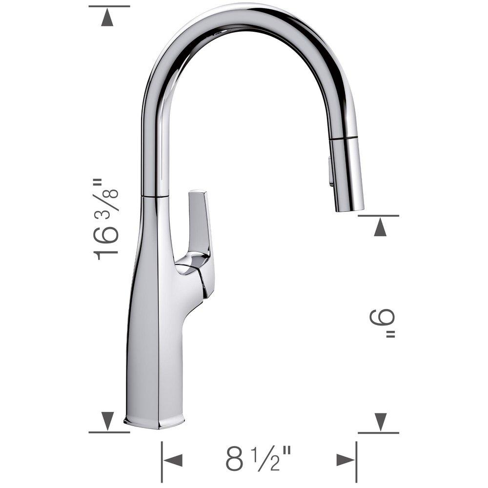 BLANCO Chrome Single Handle Pull Down Kitchen Faucet 
