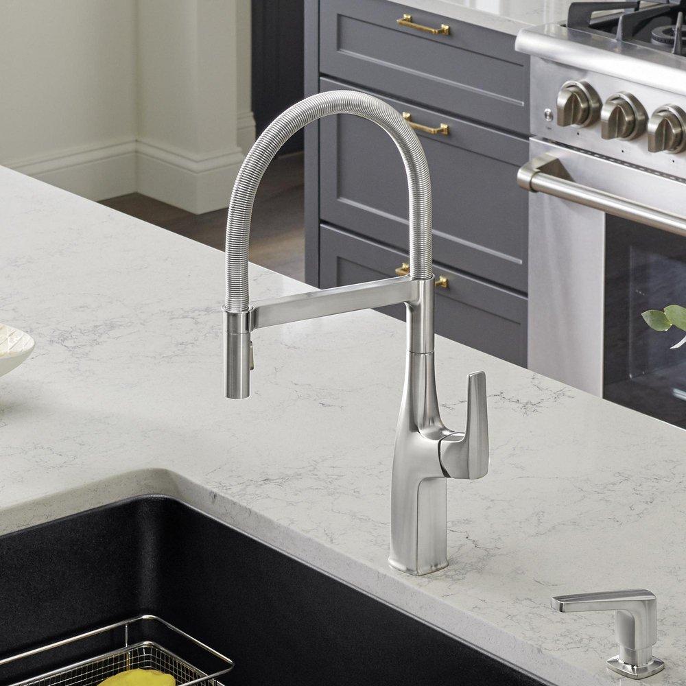 BLANCO PVD Steel Single Handle Pull Out Kitchen Faucet 