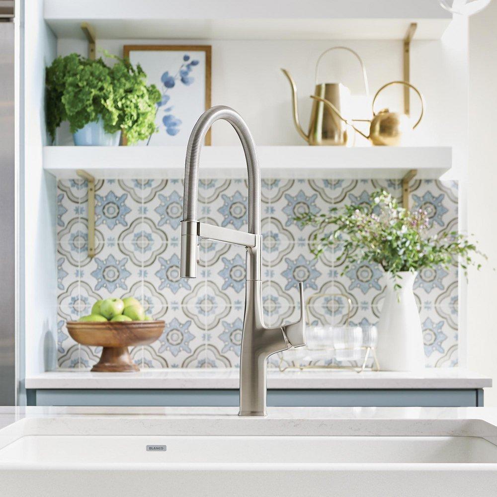 BLANCO PVD Steel Single Handle Pull Out Kitchen Faucet 