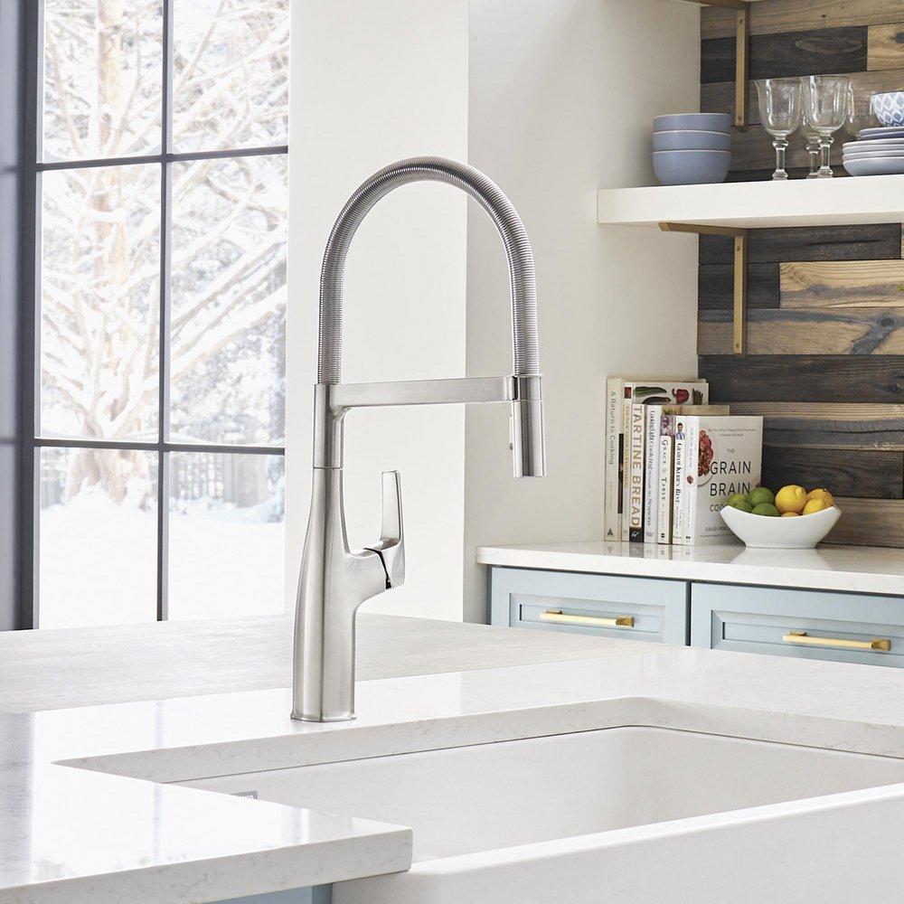 BLANCO PVD Steel Single Handle Pull Out Kitchen Faucet 