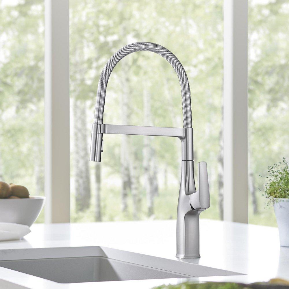 BLANCO PVD Steel Single Handle Pull Out Kitchen Faucet 