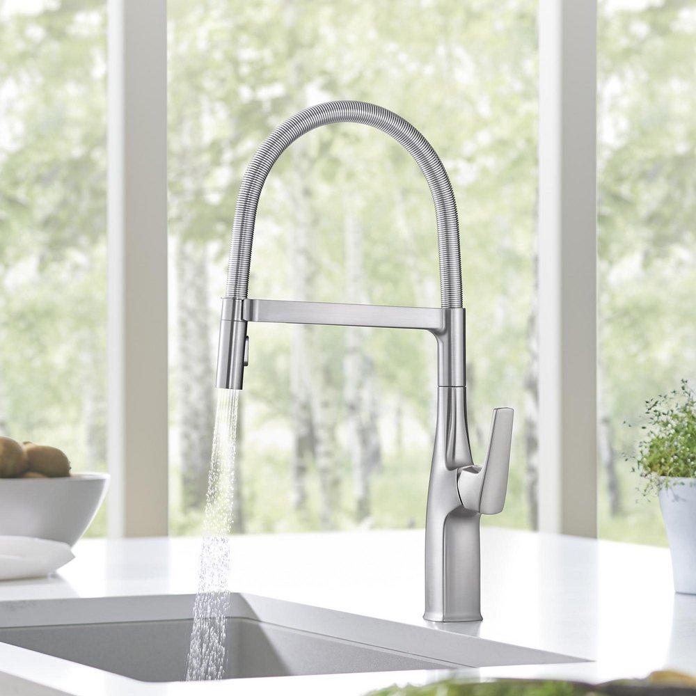 BLANCO PVD Steel Single Handle Pull Out Kitchen Faucet 