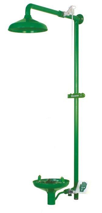 Justrite Green 316L Stainless Steel Wall Mount Combination Shower in Green Powder Coat 